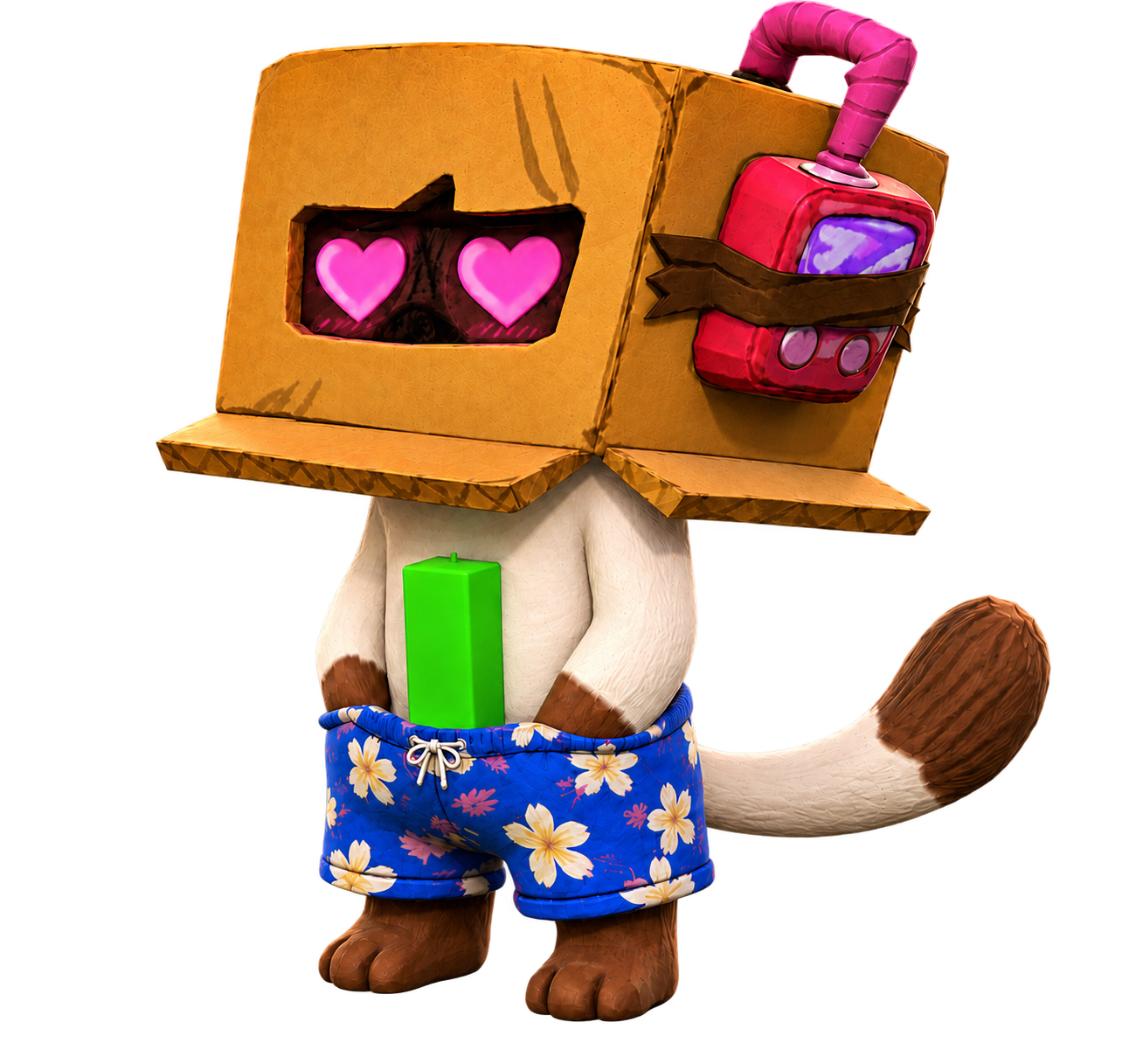Sattoo with a cardboard-box head